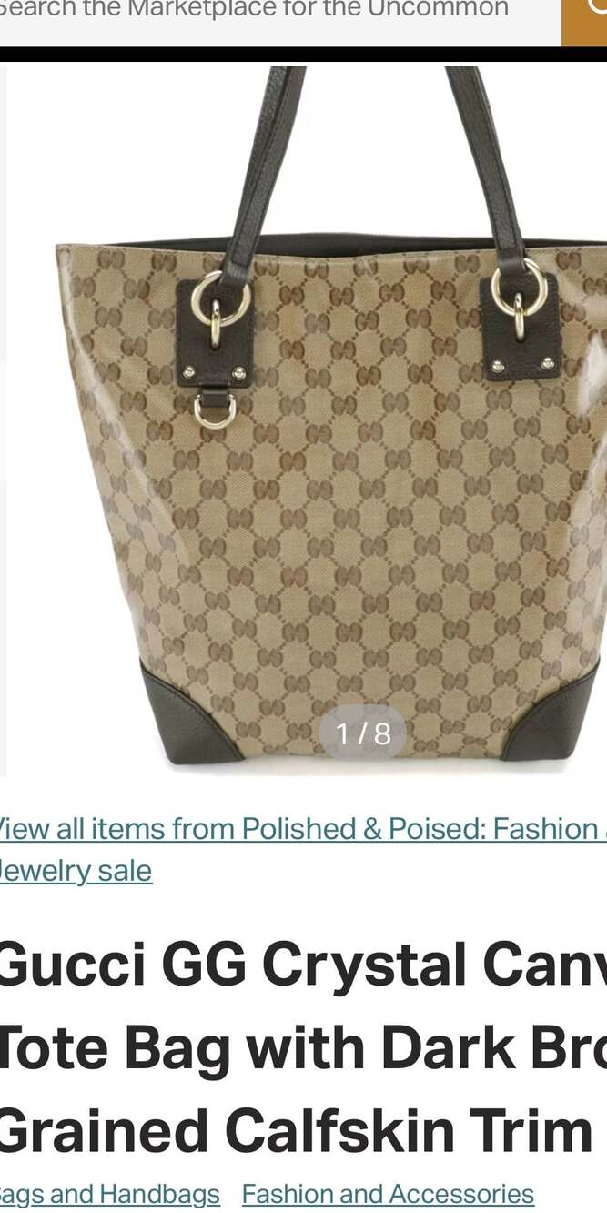 Gucci GG Crystal Canvas Leather-Trimmed Tote Bag